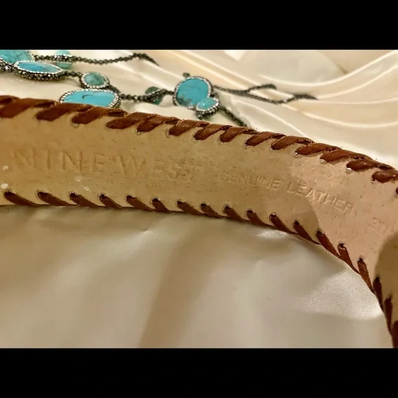 NINE WEST natural LEATHER BELT LG/XL - Picture 9 of 13